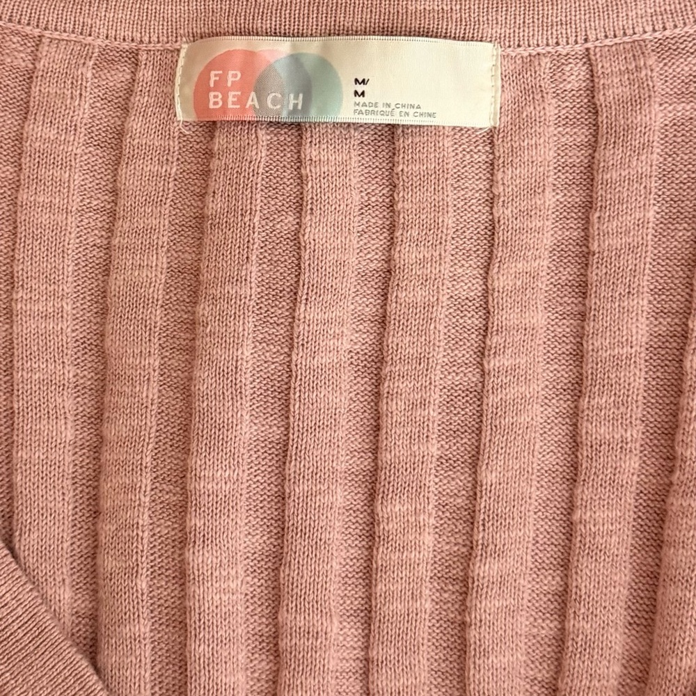 Free People Beach Veda Ribbed Sweater Womens Size Medium Sleeveless Pink Layer - Picture 8 of 11